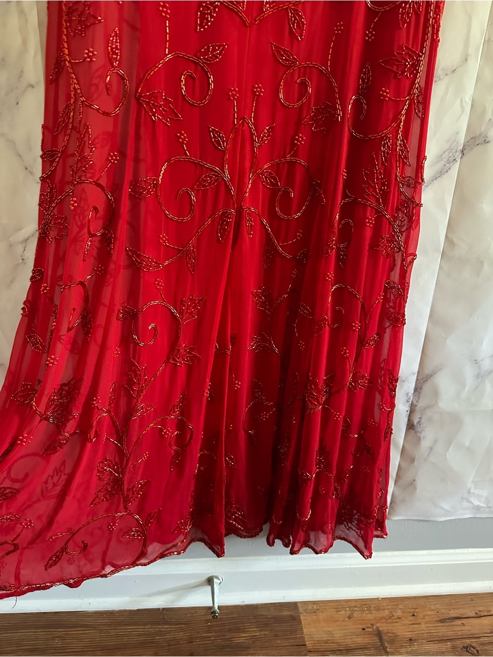 VINTAGE 1999 ALYCE DESIGNS BEADED FORMAL DRESS RED WOMENS MEDIUM GREAT CONDITION - Picture 9 of 16